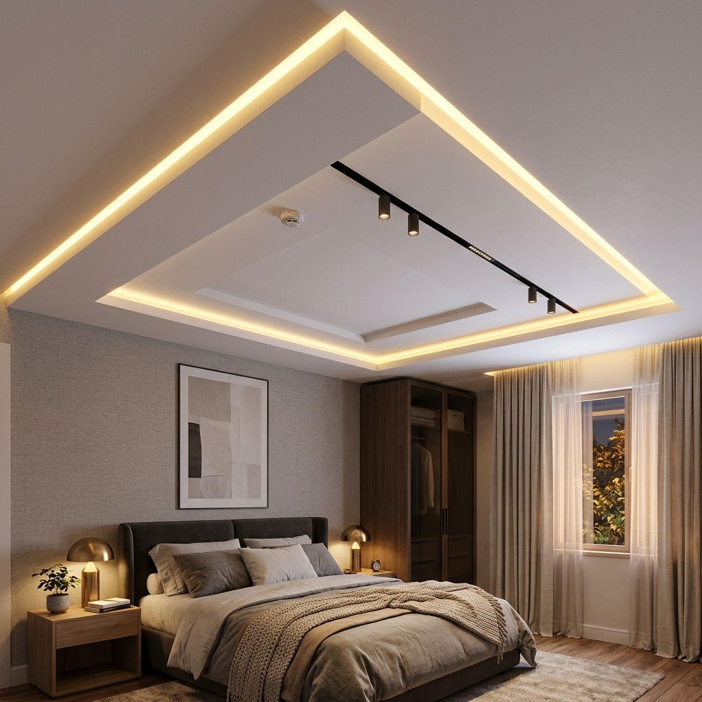 Modern bedroom ceiling cove mood lighting by AK Interiors