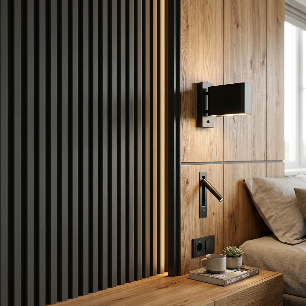 Premium bedroom wall paneling by AK Interiors