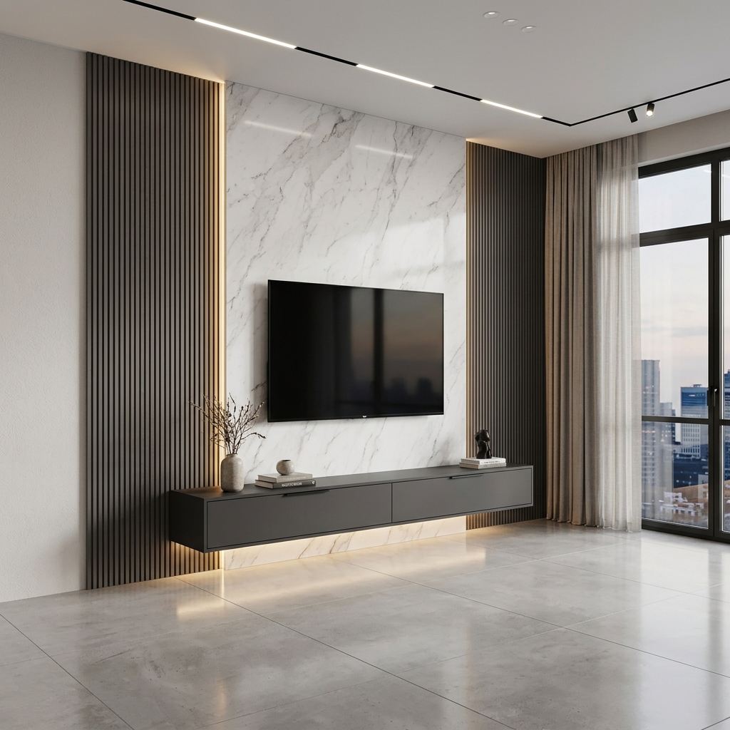 Custom Floating TV Cabinet Design