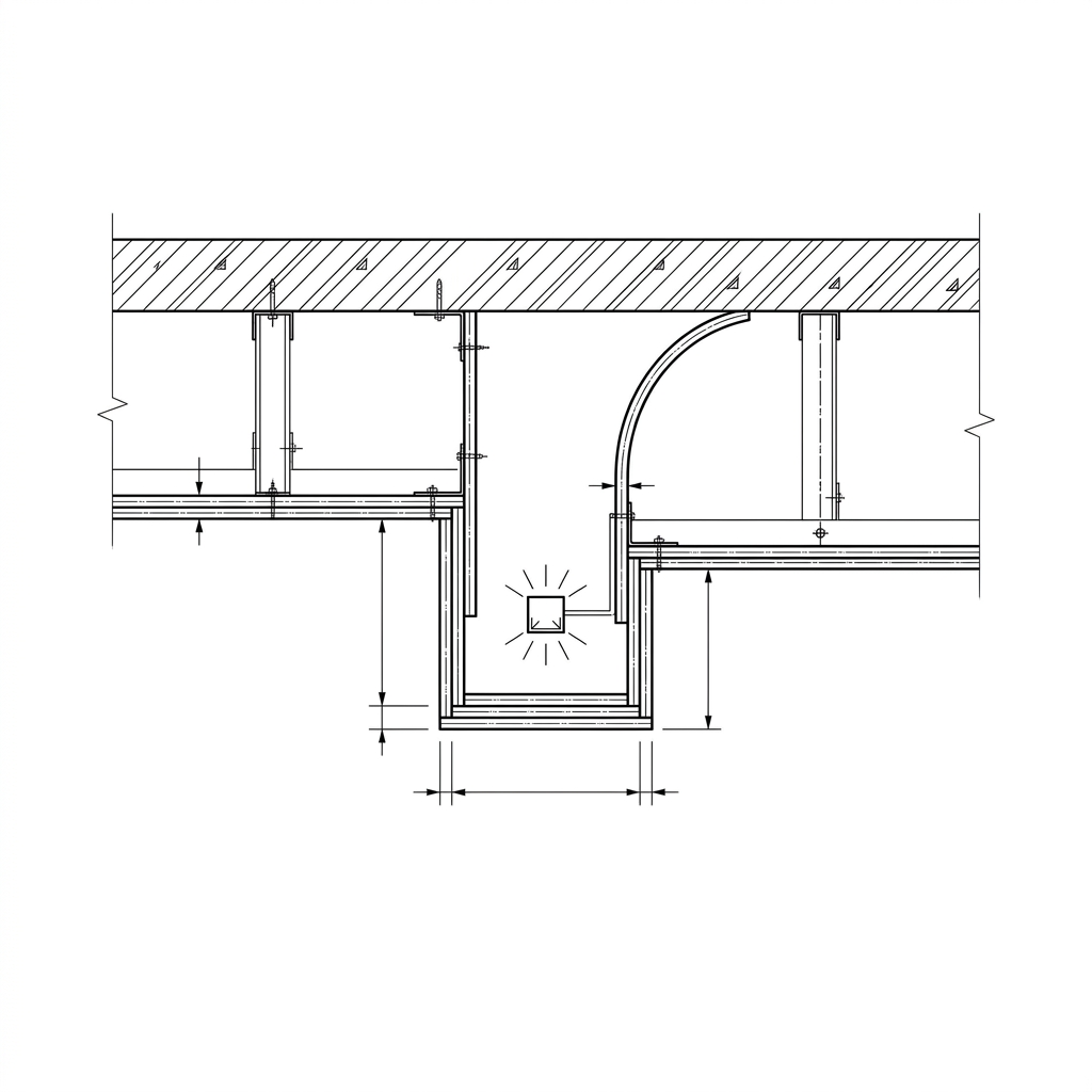 Cross section showing cove light placement in Gypsum step
