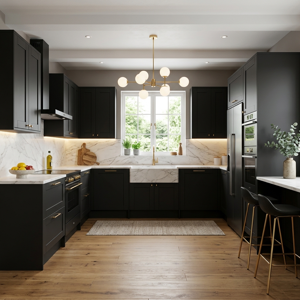 U-Shaped Modular Kitchen Layout by AK Interiors