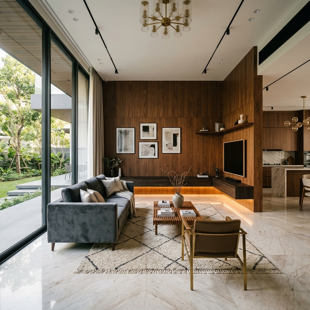 Luxury modern living room interior design in Bhubaneswar