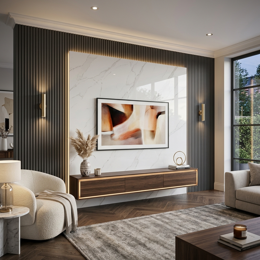 Full Wall Paneling Entertainment Center